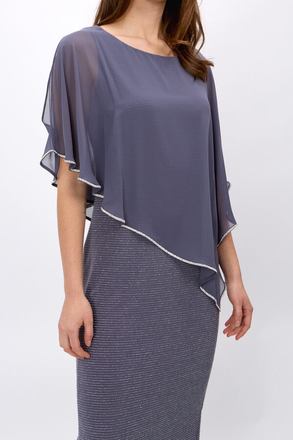 Chiffon Drape Maxi Dress with Mid-Length Split