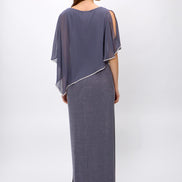 Chiffon Drape Maxi Dress with Mid-Length Split 410