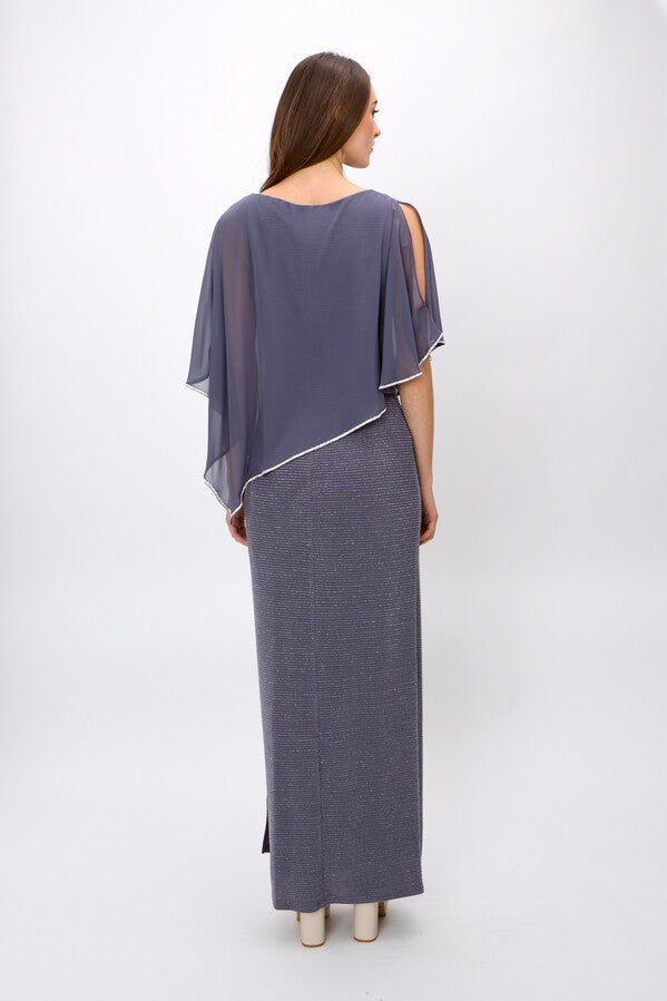 Chiffon Drape Maxi Dress with Mid-Length Split