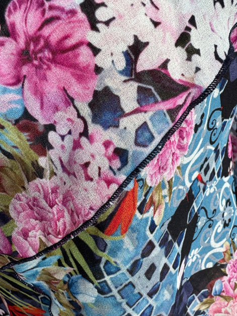 Printed Layered Chiffon Dress with Short Sleeves