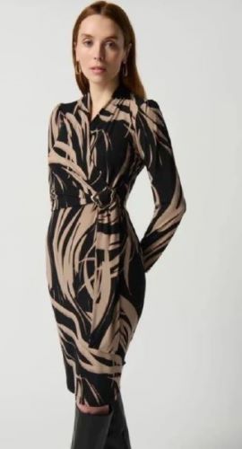 Black/Latte Sheath Dress With Side Buckle