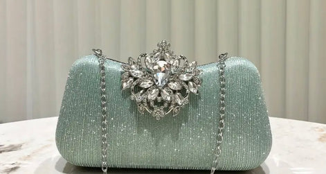 Shimmer Diamante Clutch with Detachable Chain 764