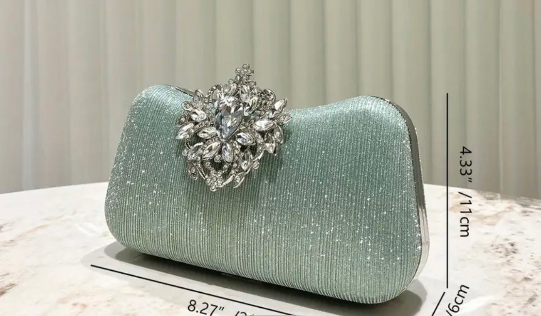Shimmer Diamante Clutch with Detachable Chain 764