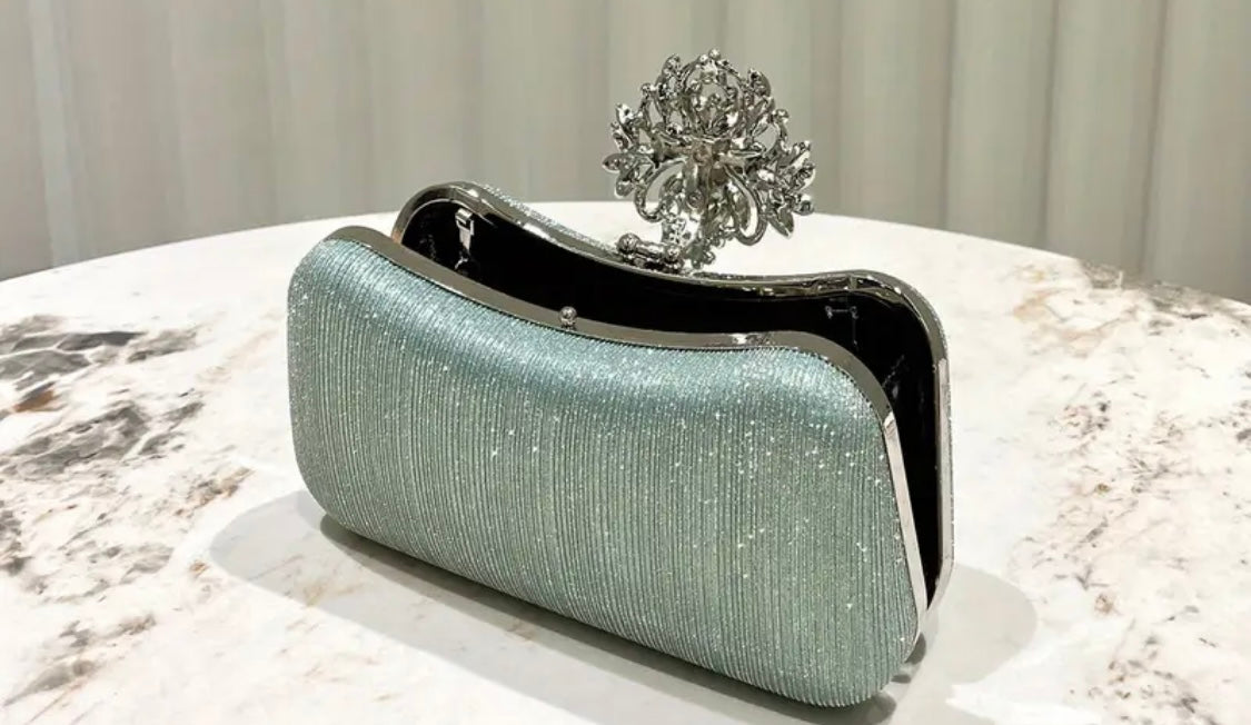 Shimmer Diamante Clutch with Detachable Chain 764