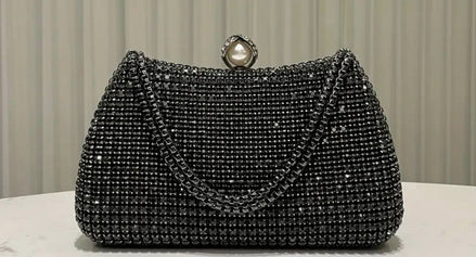 Crystal Clutch with Double Strand Handle & Detachable Chain 771