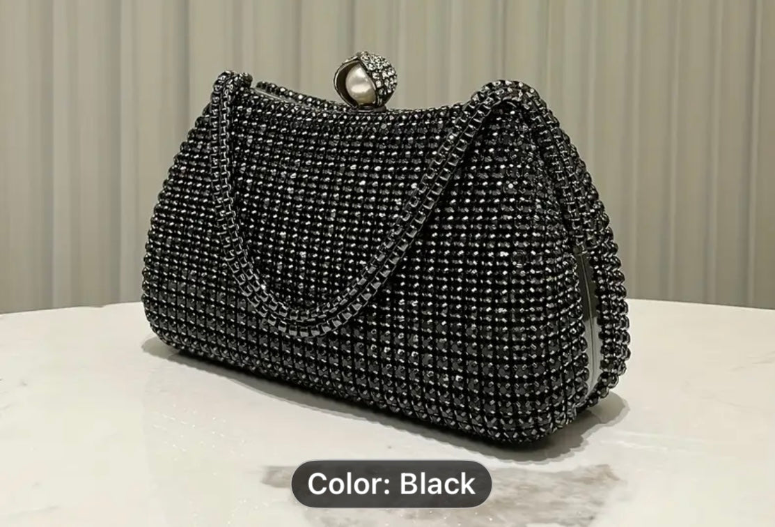 Crystal Clutch with Double Strand Handle & Detachable Chain 771