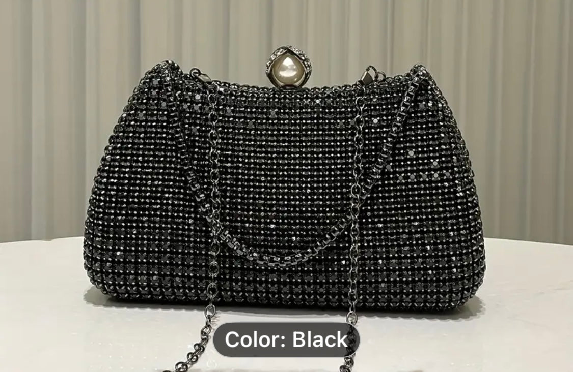 Crystal Clutch with Double Strand Handle & Detachable Chain 771