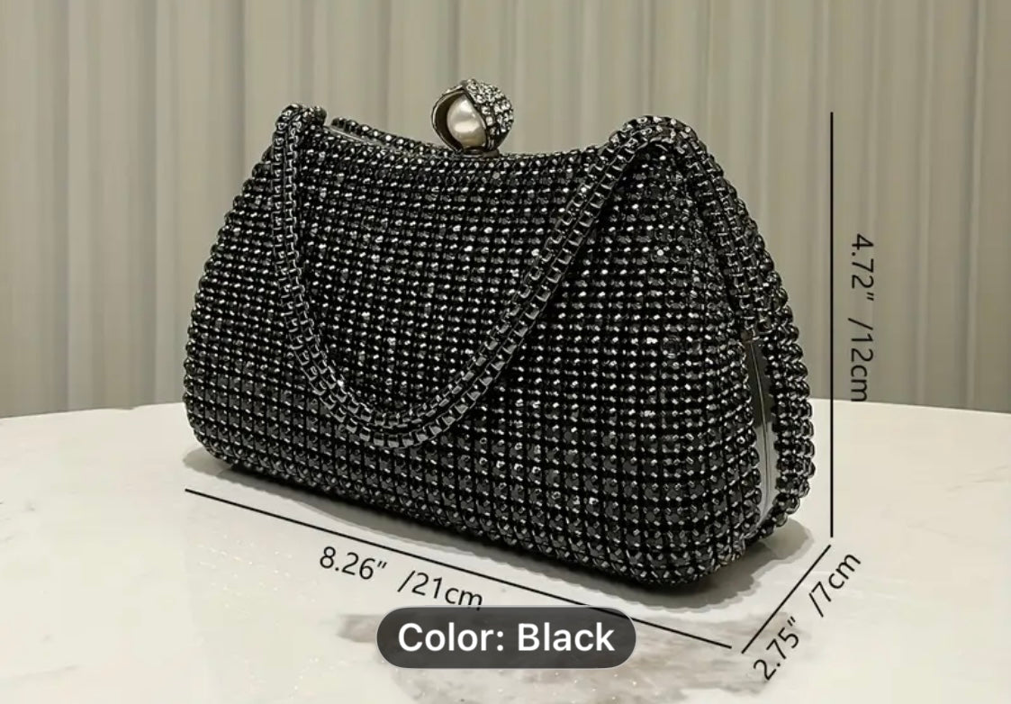 Crystal Clutch with Double Strand Handle & Detachable Chain 771
