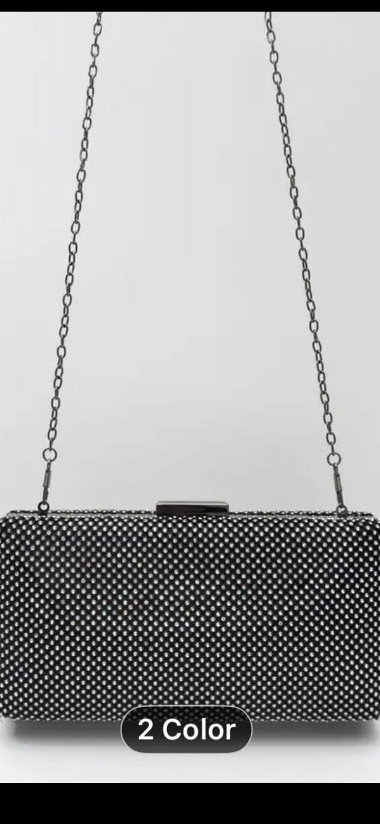 Diamante Clutch Bag with Detachable Chain 768
