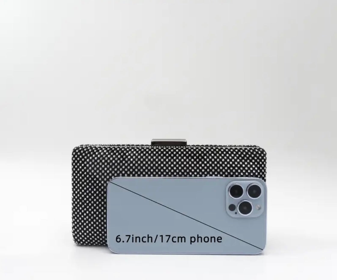 Diamante Clutch Bag with Detachable Chain 768