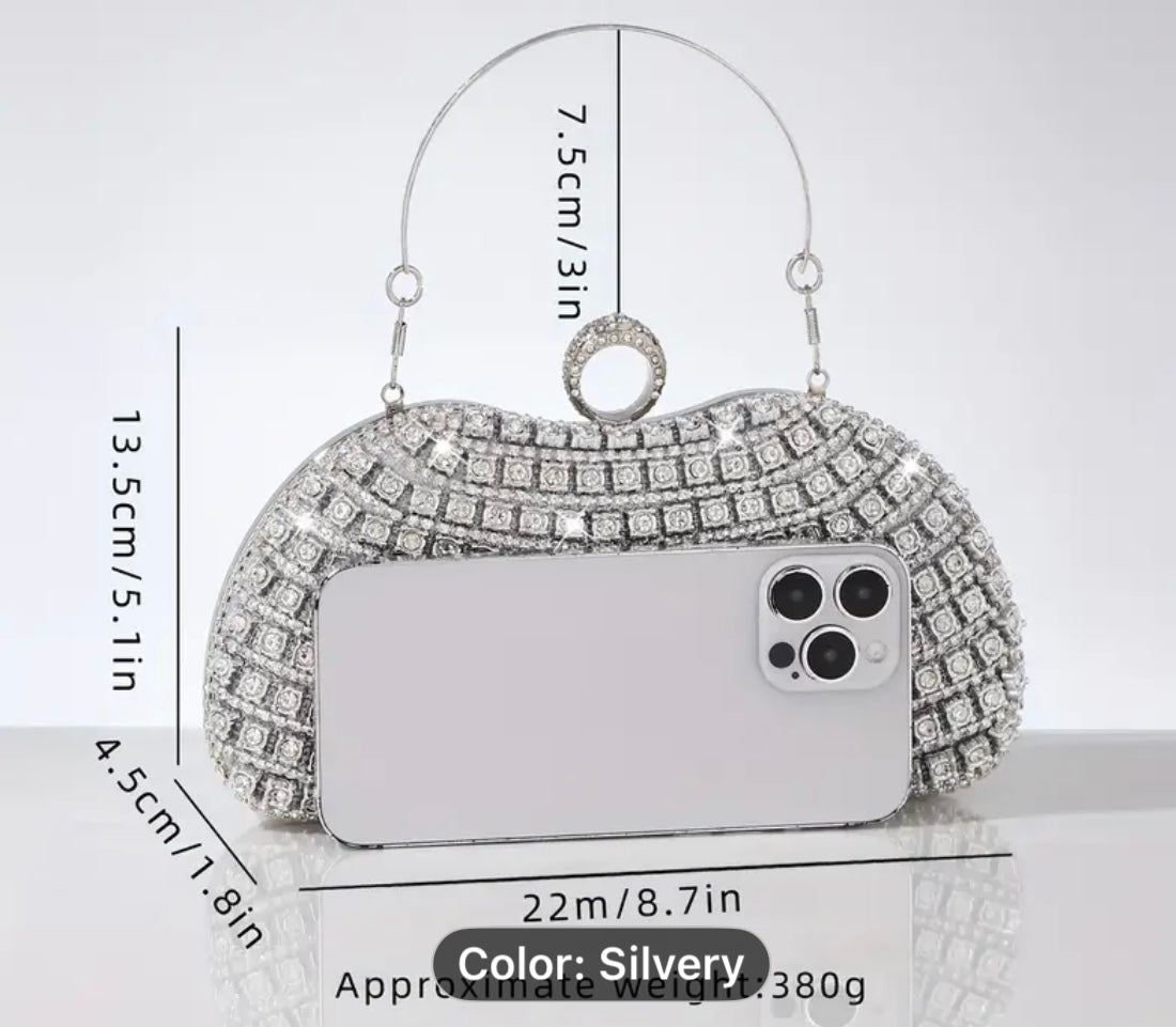 Crystal Clutch with Jeweled Ring Handle 767