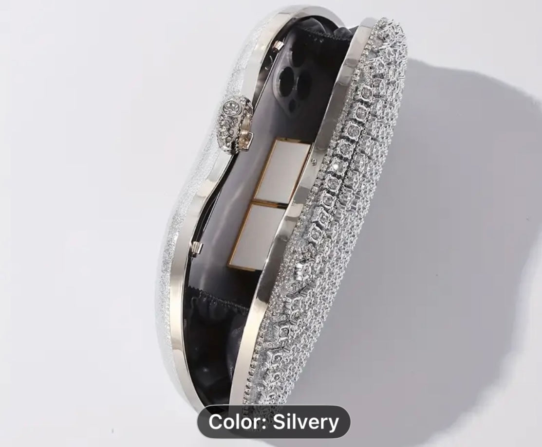 Crystal Clutch with Jeweled Ring Handle 767