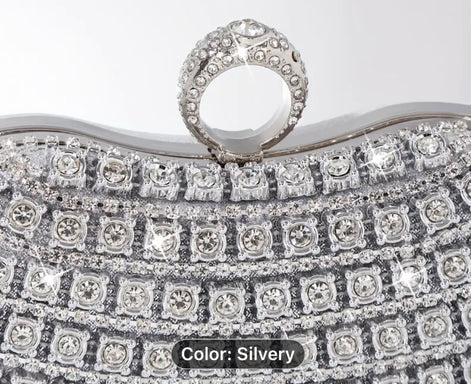 Crystal Clutch with Jeweled Ring Handle 767