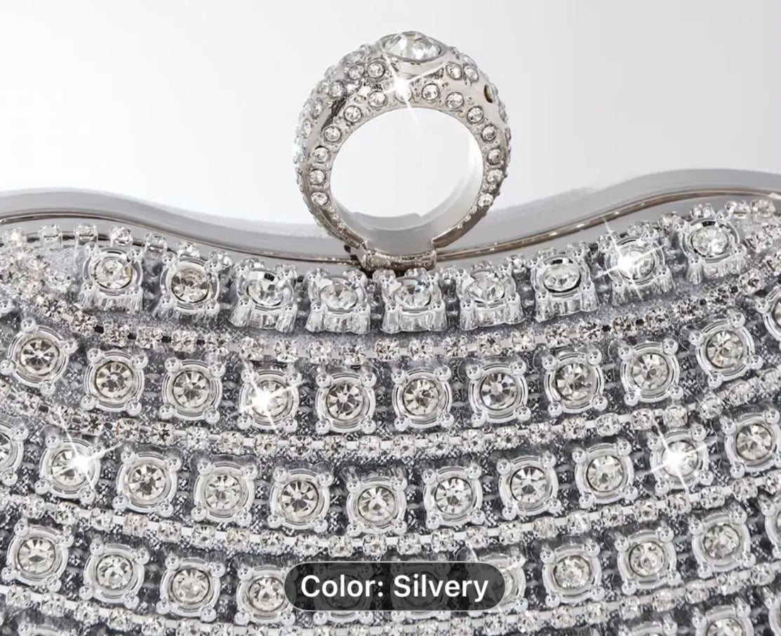Crystal Clutch with Jeweled Ring Handle 767