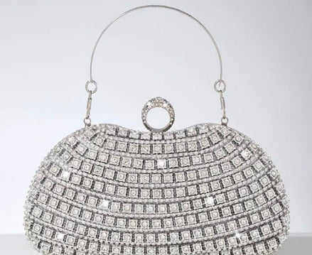 Crystal Clutch with Jeweled Ring Handle 767