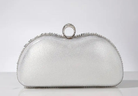 Crystal Clutch with Jeweled Ring Handle 767