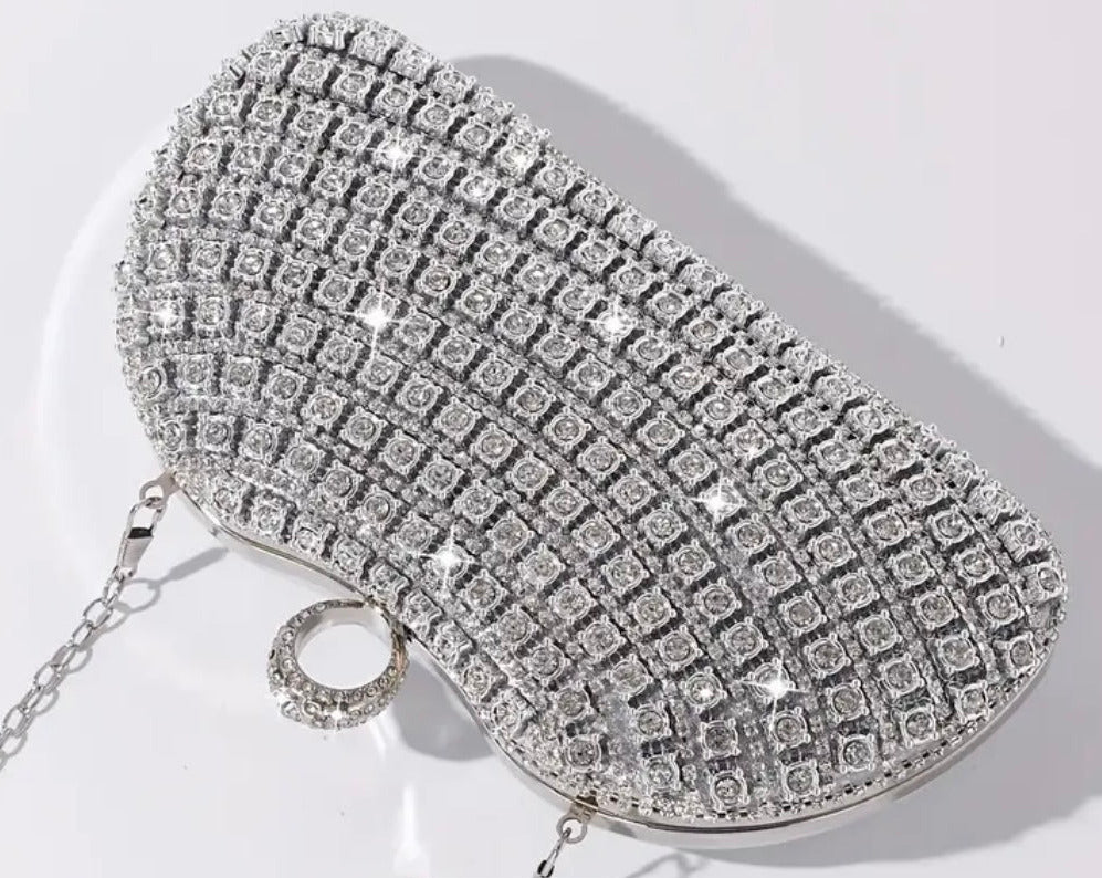 Crystal Clutch with Jeweled Ring Handle 767