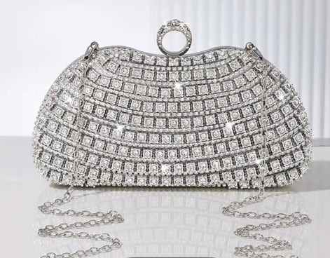 Crystal Clutch with Jeweled Ring Handle 767