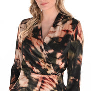 Cross Over, Peplum Style Top with Gold Buckle Detail 742