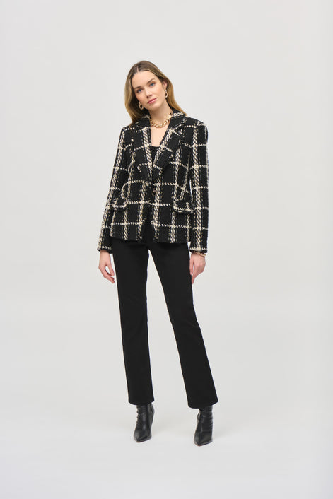 Plaid Bouclé Blazer with Pockets