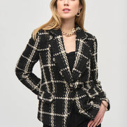 Plaid Bouclé Blazer with Pockets 826