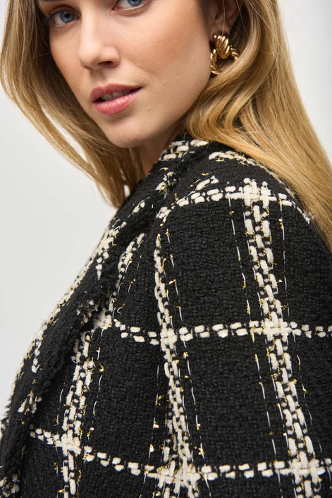 Plaid Bouclé Blazer with Pockets