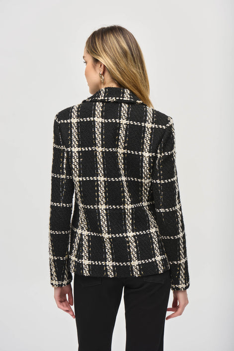 Plaid Bouclé Blazer with Pockets