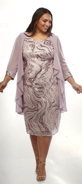 Sequin Embroidery Dress and Chiffon Jacket Set