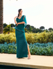 Caped Long Lurex Dress