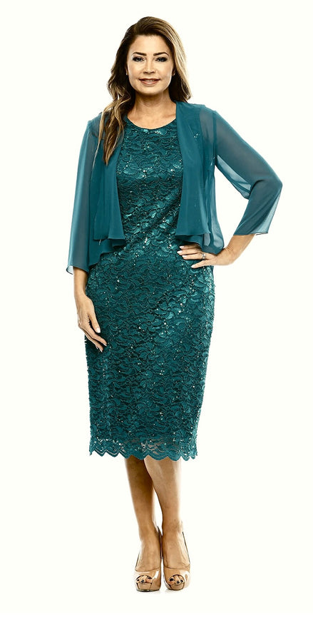Stretch Sequin Dress with Chiffon Jacket