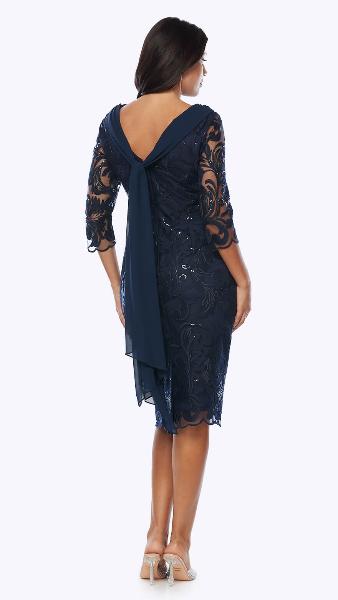 Lace and Chiffon Bodycon Dress with Cowl Neck 1573