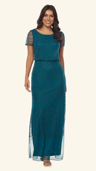 Beaded Stretch Tulle Blouson Dress