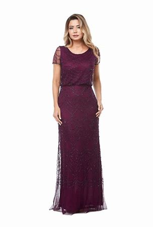 Beaded Stretch Tulle Blouson Dress