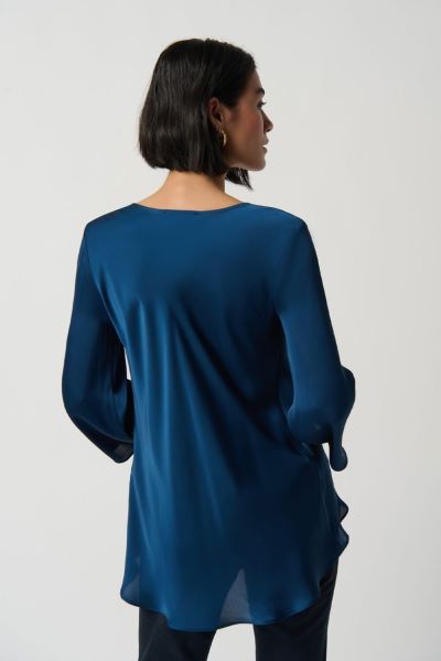 Cowl Neckline Satin Flared Top 894