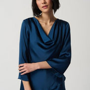 Cowl Neckline Satin Flared Top 894