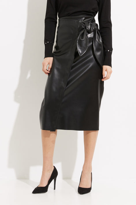 Knee Length Faux Leather Skirt