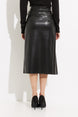 Knee Length Faux Leather Skirt 916