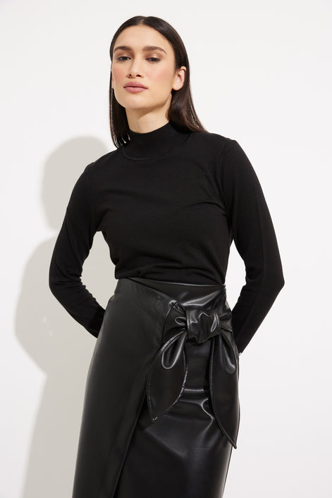 Knee Length Faux Leather Skirt