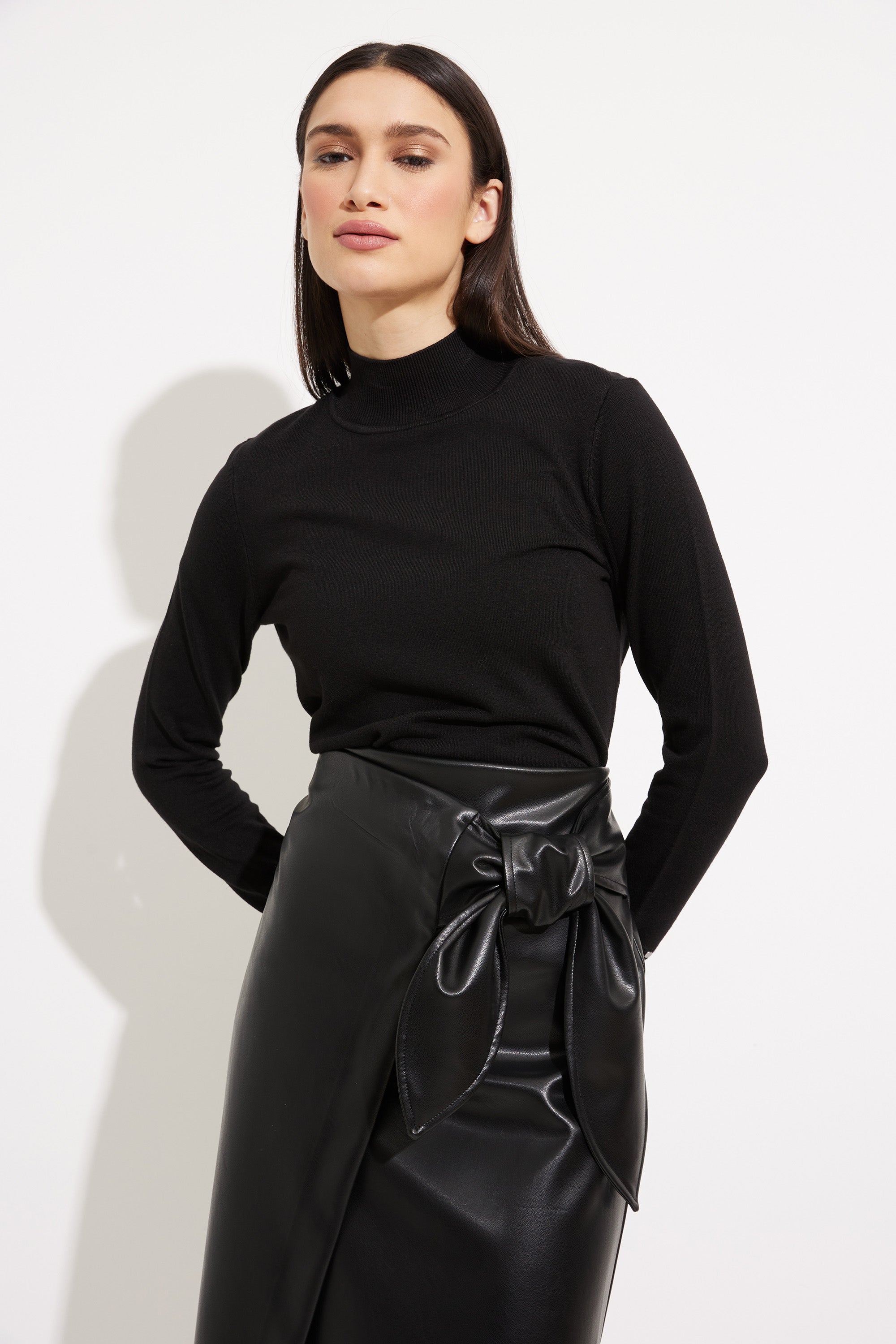 Knee Length Faux Leather Skirt