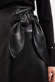 Knee Length Faux Leather Skirt 916