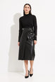 Knee Length Faux Leather Skirt 916