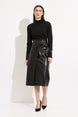 Knee Length Faux Leather Skirt 916