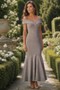 Sparkle Knit Off-Shoulder Trumpet Dress 822