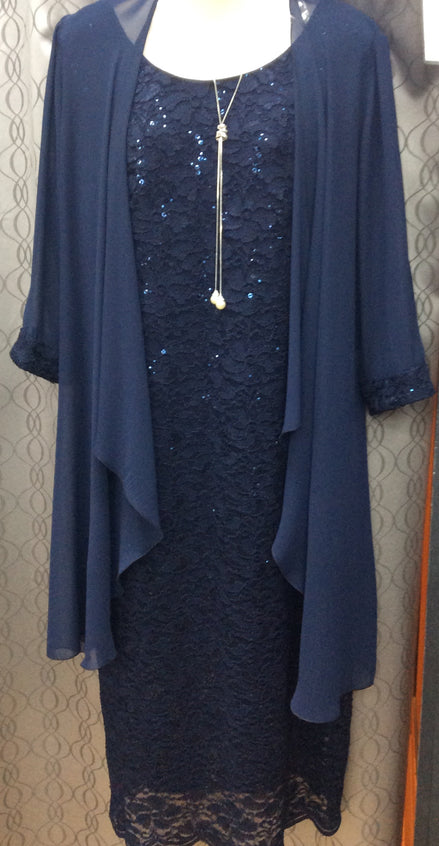 Embroidered Lace Dress and Jacket Set
