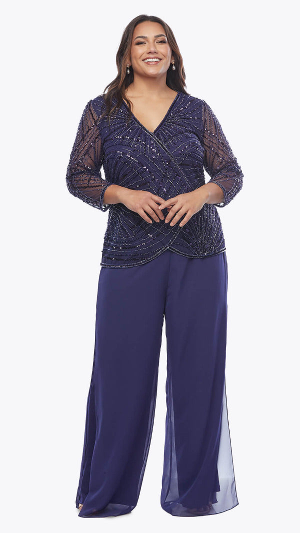 Two-Piece Suit with Layered Georgette Pant
