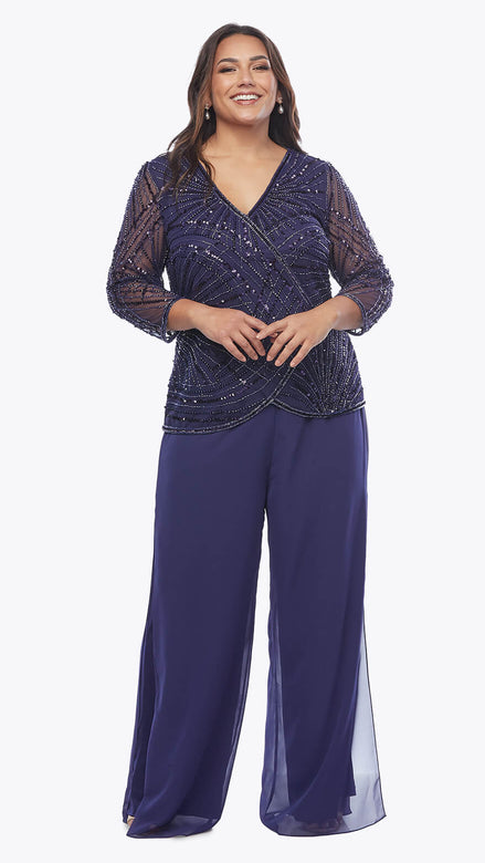 Two-Piece Suit with Layered Georgette Pant