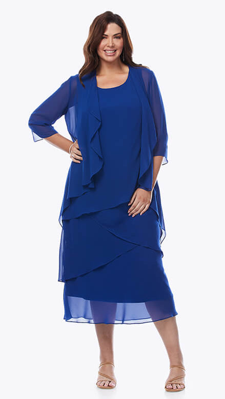 Chiffon Layered Dress and Long Sleeved Jacket