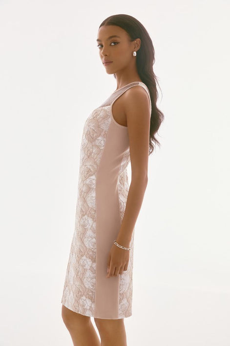 Brocade Floral Print Sheath Dress