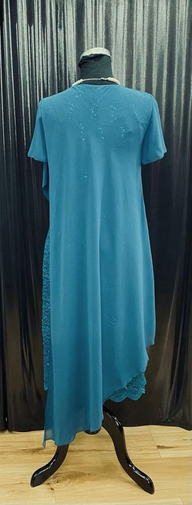 Lace Sequined Dress with a Chiffon Overlay