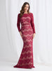 Long Sleeved Lace Dress With Sheer Neckline 831